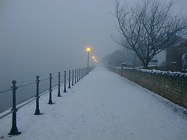 I took this picture when there was no one standing along the path  there is someone there though  spooky