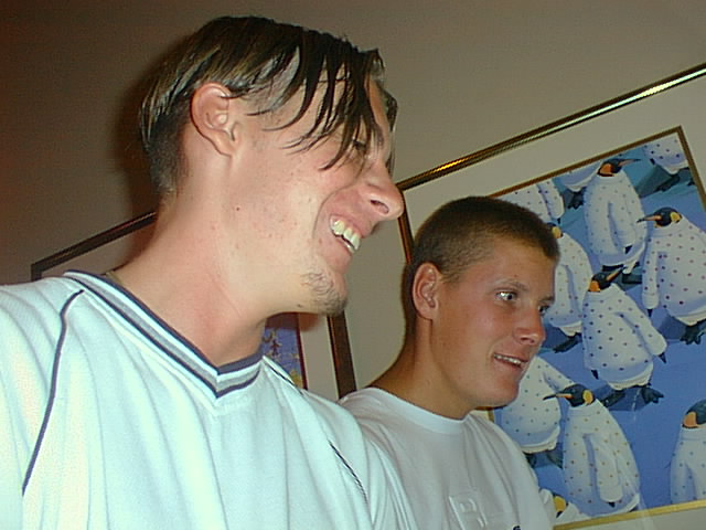 Michael and James concentrating hard on their game