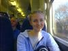 Lisa, on the train with a new hair-do.