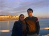 Me and Molly on the Palace Pier with the Marina and white cliffs in the background